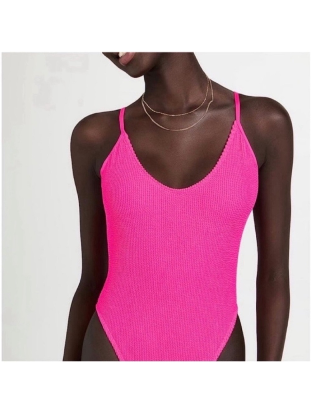NWT Good American Women’s Hot Pink Always Ribbed One Piece Swimsuit  2X